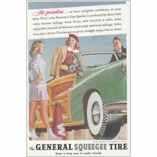 1947 General Squeegee Tire: Cheer Vintage Print Ad