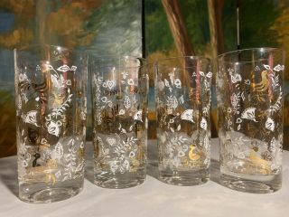 Unique Vintage Mid Century Tumblers Drinking Glasses Set Of 4 Signed Todd