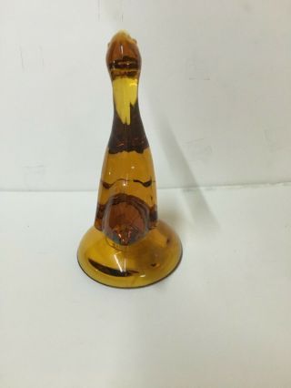 Vintage Mid Century Modern Viking Glass Amber Duck Glass Figurine 2