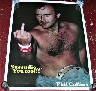 Classic 17 5/8 " X 23 " Phil Collins Flipping A Bird Poster