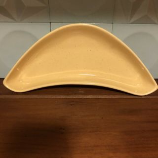 Vintage Mid Century Atomic Speckled Yellow Ceramic Dish Serving Tray Retro Mod