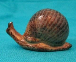 Vintage Miniature Ceramic Snail Figurine Brown 1 " T X 1.  5 " L X 7/8 " W