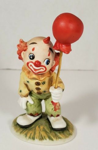Vintage Lefton China Ceramic Clown Figurine 1881 Hand Painted 4 " Balloon