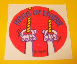 Vtg 80s Trend Scratch & Sniff Matte 1980s Sticker Hang In There Rope Scent Rare