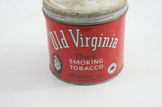Vintage Old Virginia Smoking Tobacco Tin Can Advertising D Ritchie - M38