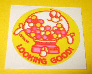 Vtg 80s Trend Scratch - N - Sniff Matte Sticker Looking Good Bubblegum Gum Rare Htf