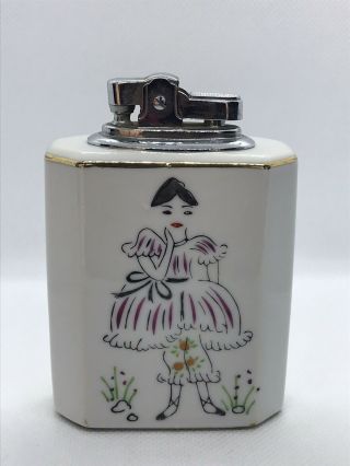 Vintage Hand Painted Asian Oriental Porcelain Table Lighter Japan