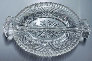 Vintage Starburst Design Pressed Glass Divided Relish Serving Dish Tray