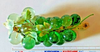 Mid Century Retro 12 " Large Acrylic Lucite Green Glass Grape Cluster Driftwood