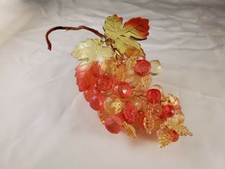 Vintage Mid - Century Acrylic Lucite Grape Cluster,  Hot Colors Red,  Orange,  Yellow