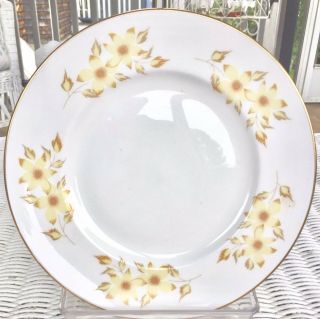 Vintage Crown Staffordshire Fine Bone China Yellow Floral 8 1/4 Inch Plate