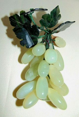 Vintage,  Acrylic Lucite Grape Cluster On Driftwood,  Green Large Grape 6 " Long