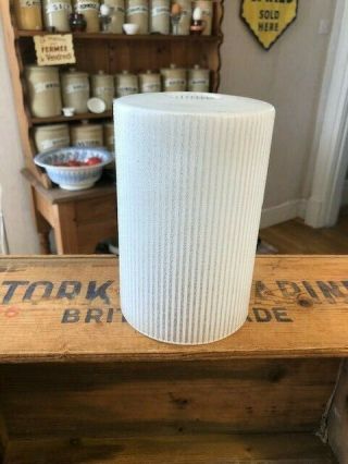 Vintage White Glass Ribbed Opaque Light Shade Mid - Century 1960’s / 1970’s