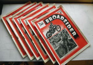 6 Vintage Speedway Gazette Magazines The Broadsider (1949) Freepost Uk