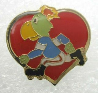 1985 Vintage Marsh Chicken On Roller Skate Heart Lapel Pin (a26)