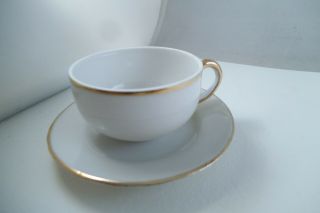 Vintage Meito Made In Japan White Gold Rim Small Cup & Saucer