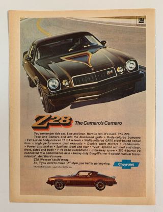 1977 Chevrolet Camaro Z28 Print Ad Chevy Vintage The Camaro’s Camaro