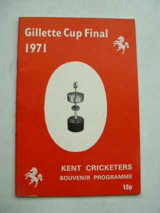Vintage 1971 Gillette Cricket Cup Final Programme Kent Cc Bob Woolmer Signed