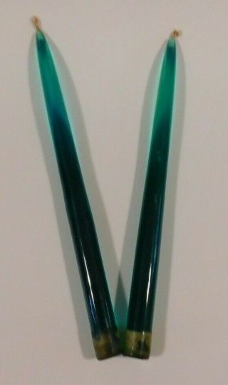 Pair (getting 2) Mid - Century Forest Green Lucite Candles V