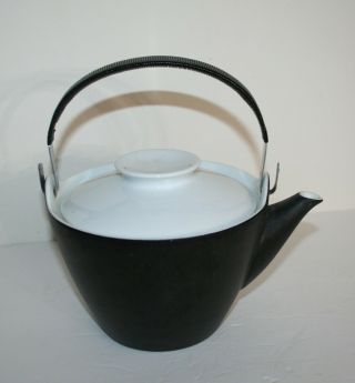 Vintage Noritake Mid - Century Modern N3409 4 Cup Teapot Black & White Ca 1955