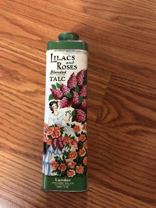 Vintage Lander Lilacs And Roses Blended Talc Powder Tin