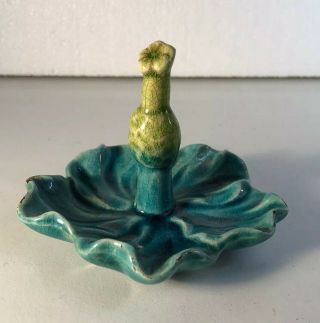 Vintage Porcelain Floral Ring Jewelry Holder Dishes Blue & Green (i1)