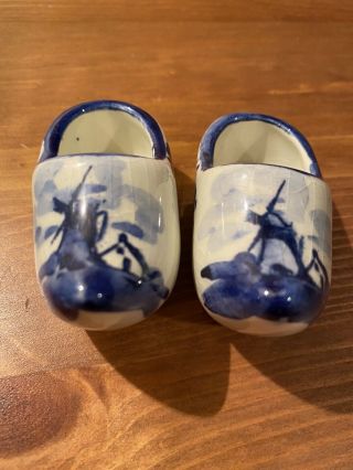 Vintage Delft Shoes Blue White Ceramic