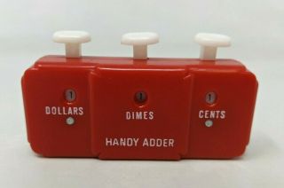 Vtg The Shoppers Handy Adder Red Plastic Money Coin Clicker Counter Fp20