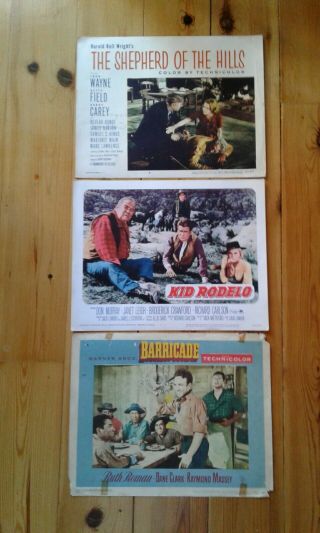 Vintage Lobby Cards - Cowboy /western Theme John Wayne 1950 1955 1966 - 3 Cards
