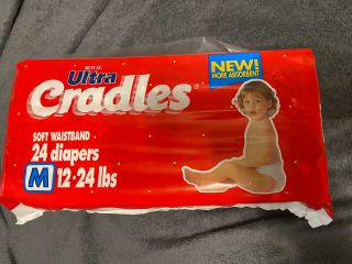 Vintage Plastic Backed Baby Diapers Size Medium.  Full Pack