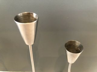 Mid Century Stainless Steel Candle Holders Eames Style 2