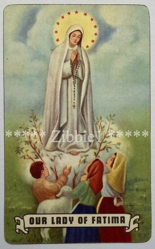 Prayer To Our Lady Of Fatima,  Vintage Holy Devotional Prayer Card.