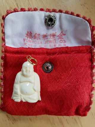 Vintage Faux Bone Buddha Pendant Charm (b)