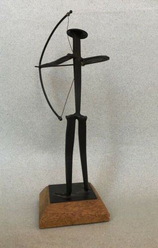 Vintage 1960s Mid Century Retro Metal Figure Man Archer Craft Handmade Sculpture