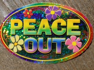 Vintage Peace Out Flower Power Vending Machine Sticker