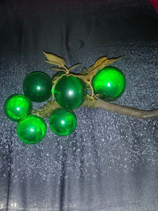 Small Cluster Vintage Green Grapes Acrylic Lucite Wood Stem
