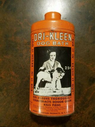 Vintage Dri Kleen Dog Bath Flea Powder Tin Hartz Mountain
