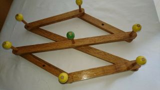 VINTAGE/RETRO ATOMIC STYLE WOODEN WALL HANGING COAT HOOKS - AUTHENTIC VINTAGE 3