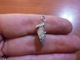 Vtg Sterling Silver Clear Red Crystal High Heeled Shoe Charm Pendant 3.  2 Grams