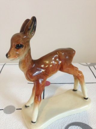 Vintage Retro Ceramic Porcelain Fawn Deer Figurine Ornament Retro Kitsch