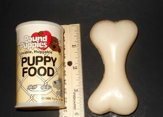 Vintage 86 Tonka Pound Puppies Puppy Dog Food Can With Bone & Dish / Hong Kong
