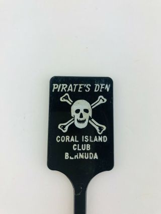 Vintage Pirate ' s Den Coral Island Club Bermuda Swizzle Stick Drink Stir 2