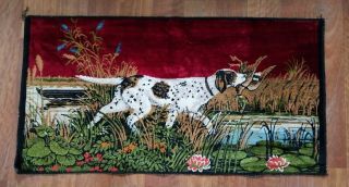 Vintage Italian Velvet Tapestry Rug Wall Art 37 " X 19 " Italy Dog Duck Hunting