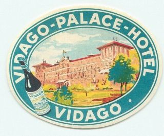 Vidago Portugal Palace Hotel Vintage Art Deco Luggage Label
