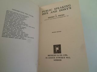Public Speaking Do ' s & Dont ' s - Vintage Book 2nd Edition 1926 by Sidney F Wicks 2