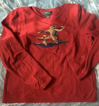 POLO RALPH LAUREN Vintage Style Wool Sweater Graphic Goose Equestrian M Outdoor 2
