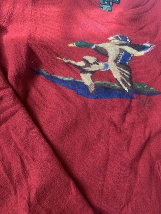 POLO RALPH LAUREN Vintage Style Wool Sweater Graphic Goose Equestrian M Outdoor 3