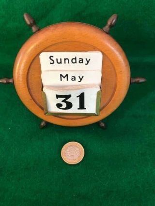 Vintage Nautical Wooden And Brass Perpetual Calendar.