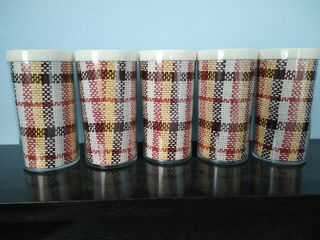 Set Of 5 1960s Vintage Retro Thermo Serve Insulated Cups Glasses Plastic