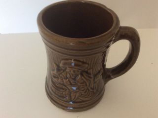 Vtg Nelson Mccoy Pottery Brown Glaze Pirate Buccaneer Mug Shield 6 Mark